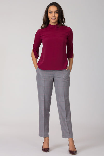 Grey women's formal pants and trousers for office. Shop online for well fitted and plus size formal trousers and pants at www.intermod.in