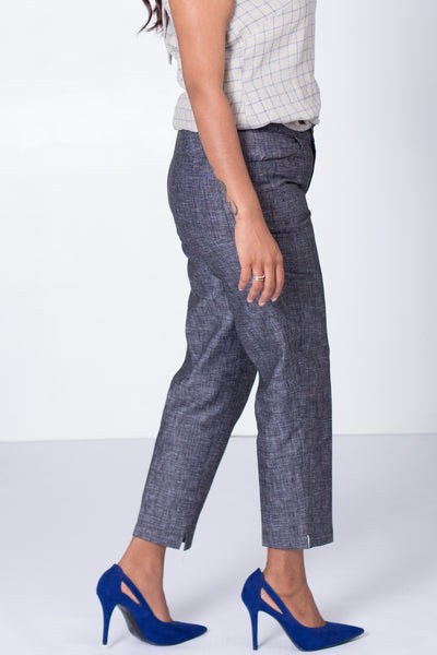 Pure Linen Formal Pants in Pebble Black