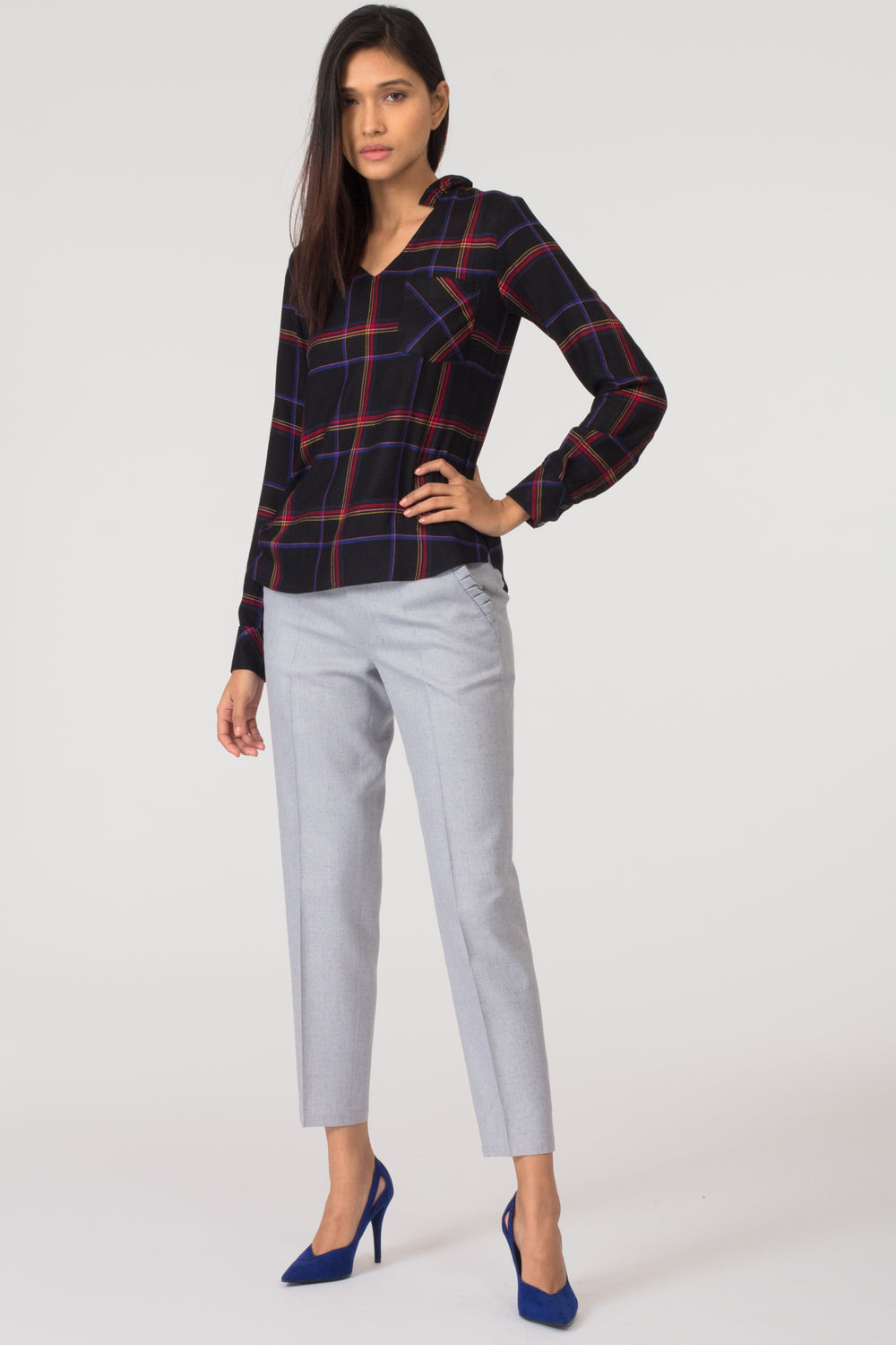 Blackburn ruffle collar top
