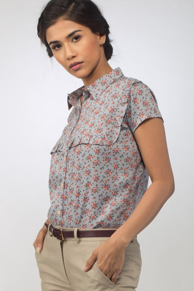 April Ruffled Cotton Shirt