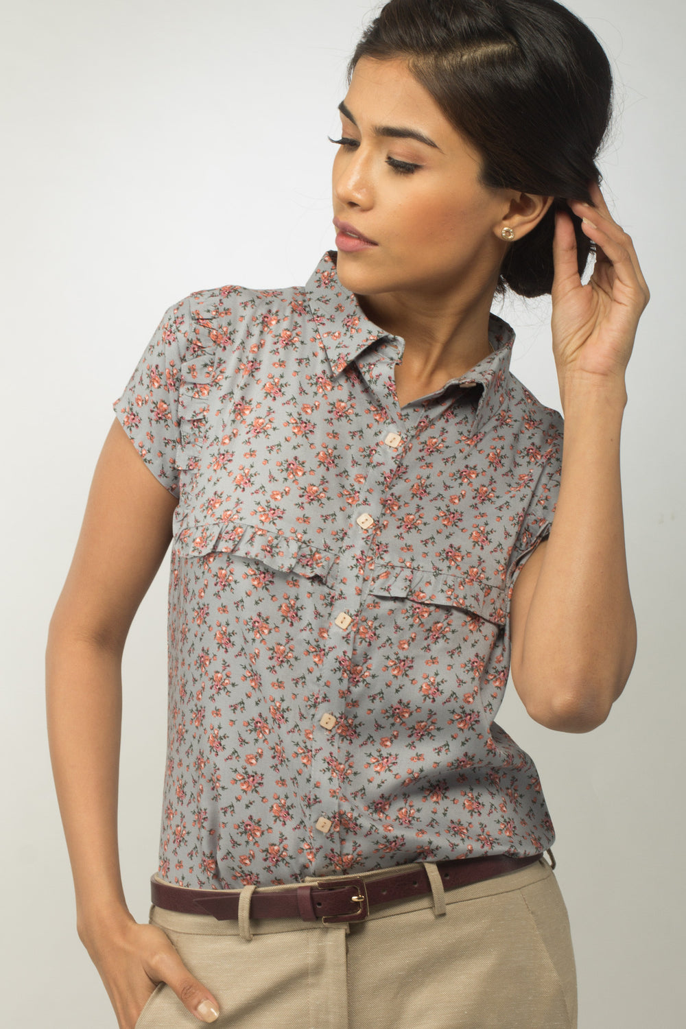 April Ruffled Cotton Shirt