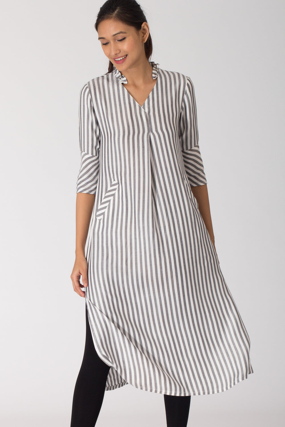 Ziro V Neck Tunic with Ruffle
