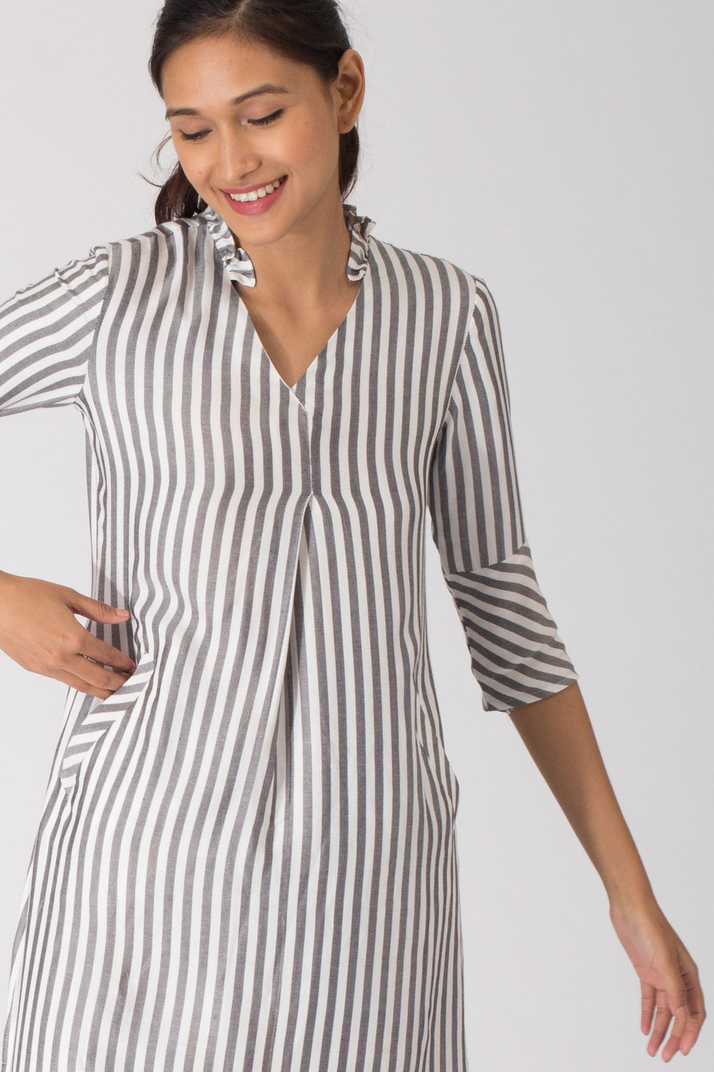 Ziro V Neck Tunic with Ruffle